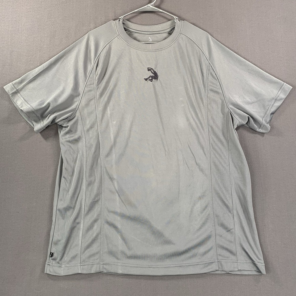 Shaq Activewear Mens XL Grey Short Sleeve‎ Athletic Stretch Logo Pullover Top
